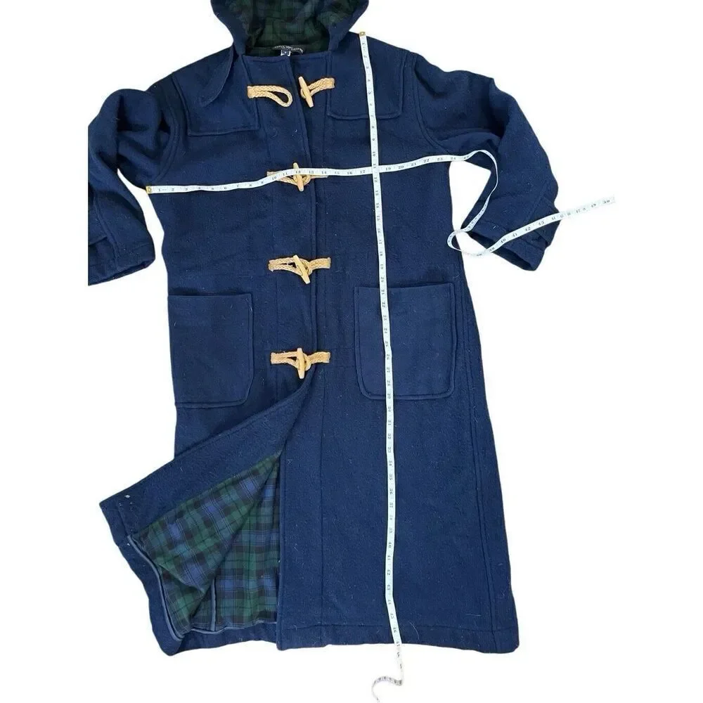 Vintage Polo Ralph Lauren Men’s S Hooded Toggle Coat, Navy Wool Twill Women’s M
